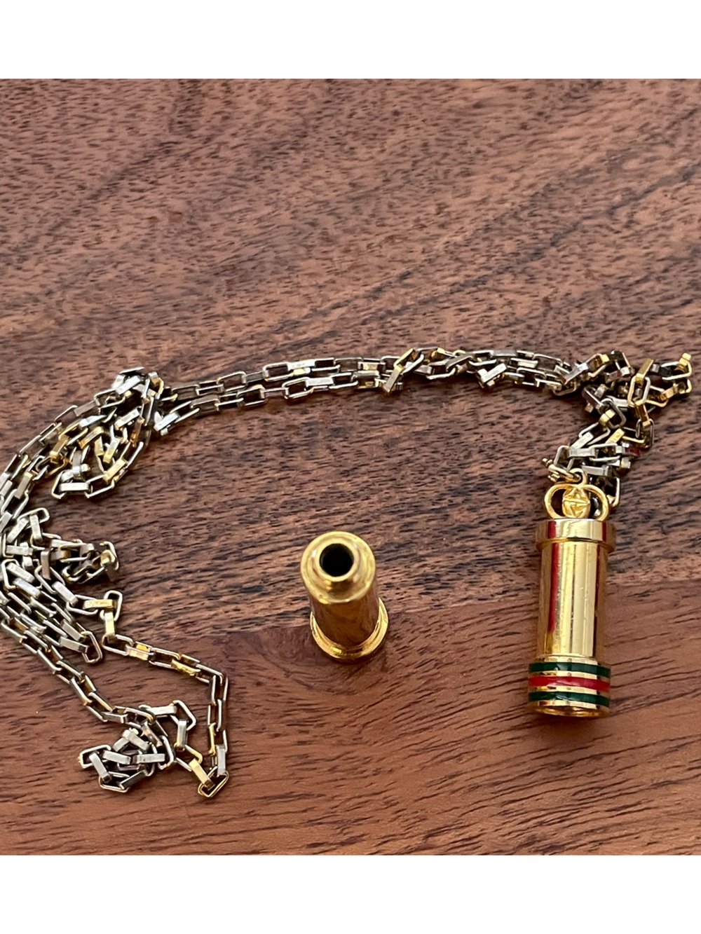 GUCCI Vintage Sherry Line Gold Tone Perfume Bottle Pendant Necklace w/Box - Picture 4 of 10